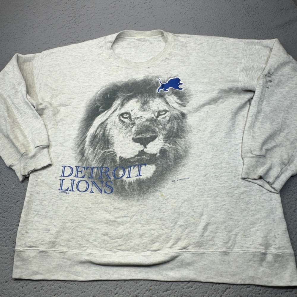 Vintage Detroit Lions Sweatshirt Mens XL Grey NFL Nutmeg Mills Pullover 1994 90s